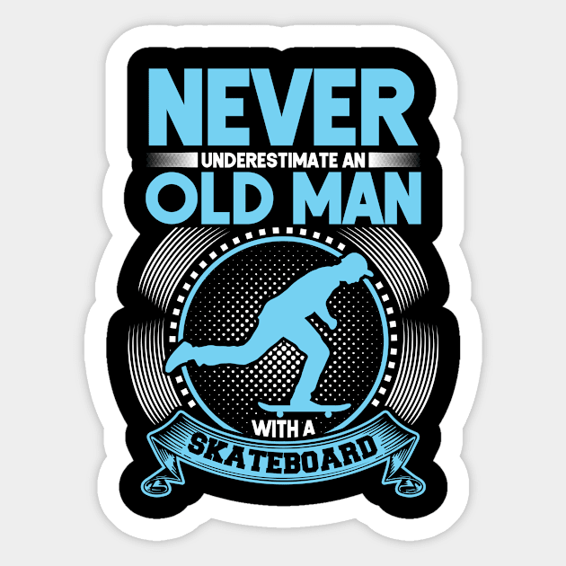 Old man skateboard skater sk8 skate boarder Sticker by OfCA Design